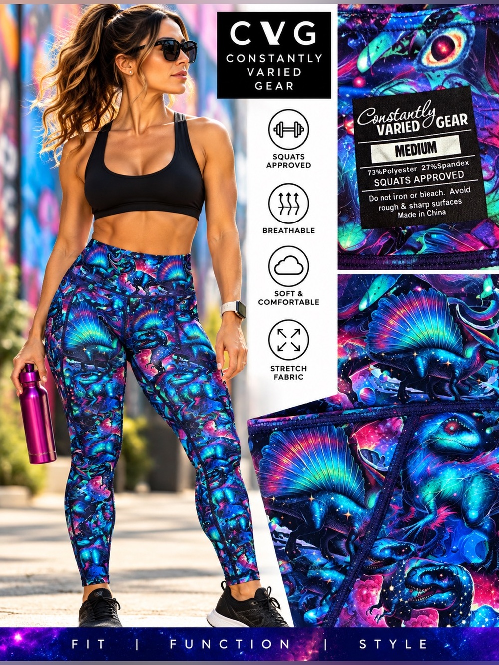 3393 Constantly Varied Gear Dinoverse Galaxy Print High-Waist Leggings